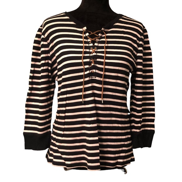 Ralph Lauren Striped Lace Neck Top size XL - Picture 5 of 5